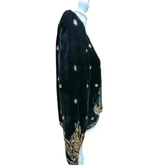 LESLIE FAY Black Velvet Evening Jacket with exquisite Beading and jewels  Size S - Picture 5 of 16